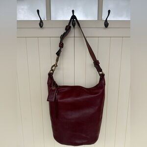 Rare Y2K Vintage Coach Bordeaux Bleeker Tattersall XL Duffle Bucket Bag 11423